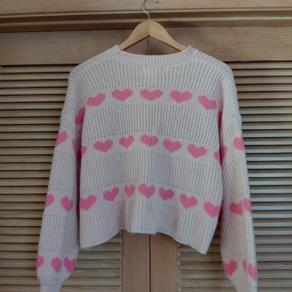 JESSICA SIMPSON Long Sleeve Heart Sweater Size L - Picture 2 of 3